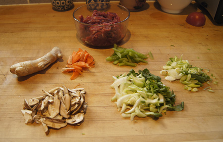 vegetables for shredded beef dish