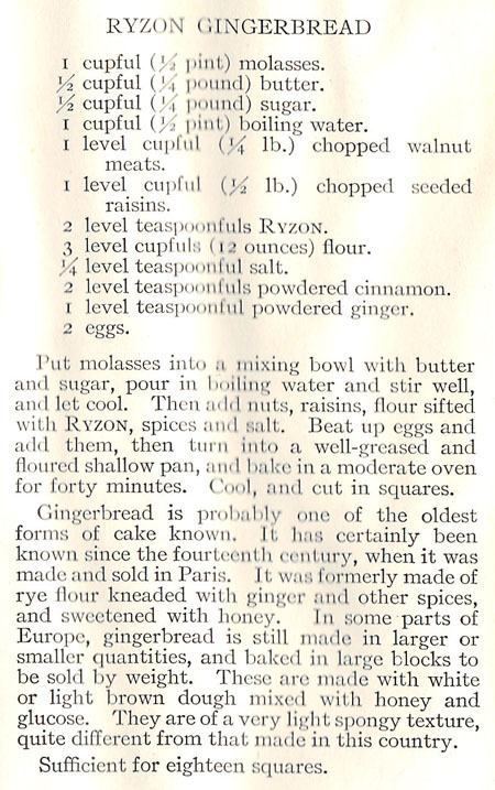 Ryzon Gingerbread Recipe