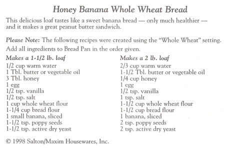 Honey Banana Whole Wheat Bread recipe