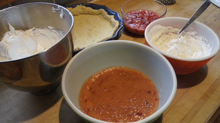 ingredients for strawberry rhubarb dessert pie