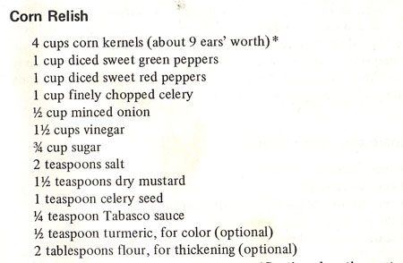 Corn Relish recipe