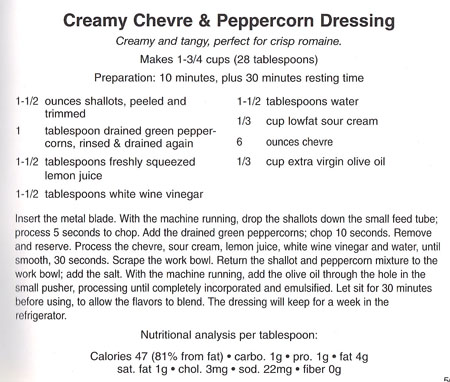 Creamy Chevre Peppercorn Dressing recipe