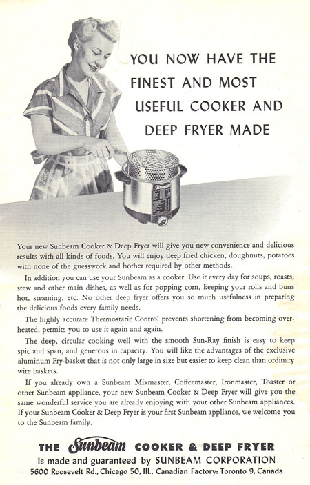 1952 Sunbeam Mixmaster Vintage Ad all these advantages