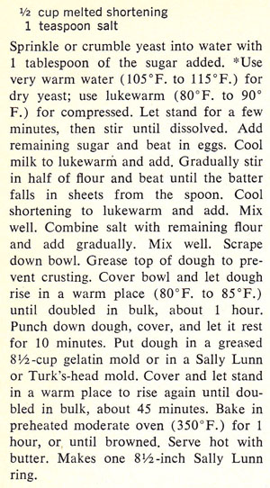 Sally Lunn recipe
