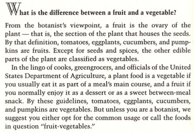 fruits vs vegetables