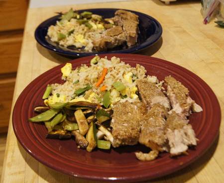 Sesame Seed Pork Chops plated