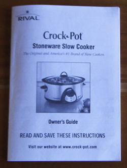 Rival Crock Pot Cookbook Stoneware Slow Cooker Recipes 2001